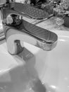 Bathroom interior with luxury chrome sink faucet. Modern design Royalty Free Stock Photo