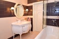 Bathroom interior. Modern classics with rococo elements Royalty Free Stock Photo