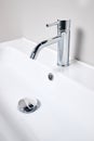 Bathroom interior modern design sink. Interior of bathroom with washbasin and faucet elongated rectangular shape bowl