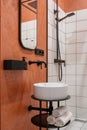 Bathroom interior at modern home, closeup at furniture Royalty Free Stock Photo