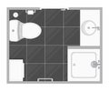 Bathroom interior top view vector illustration.