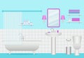 Bathroom interior. Vector illustration. Room with bath, sink and