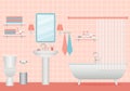 Bathroom interior. Vector illustration. Room with bath, sink and toilet