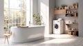 Bathroom Interiors, Modern of bathroom with sink bowl and washing machine