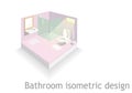 Bathroom isometric design pink color