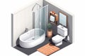 bathroom isometric vector flat minimalistic isolated illustration