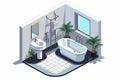 bathroom isometric vector flat minimalistic isolated illustration