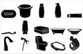 Bathroom item icon set design Solid style Royalty Free Stock Photo