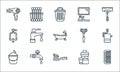bathroom line icons. linear set. quality vector line set such as comb, toothbrush, bucket, mouthwash, tap, urinal, razor, mirror,