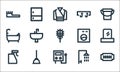 bathroom line icons. linear set. quality vector line set such as razor blade, water heater, sprayer, shower, plunger, bathtub,