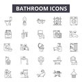 Bathroom line icons for web and mobile design. Editable stroke signs. Bathroom  outline concept illustrations Royalty Free Stock Photo