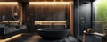 Bathroom luxury interior design with matte black bath and modern shower Royalty Free Stock Photo