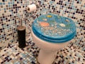 Bathroom made with blue and blue mosaics