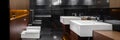 Bathroom in marble and wood, panorama Royalty Free Stock Photo