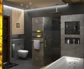 Bathroom minimalist interior design, render 3D
