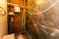 bathroom renovation - removing tiles in apartment bathroom Royalty Free Stock Photo