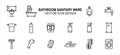 Bathroom and sanitary part related vector icon user interface graphic design. Contains such Icons as washtub, bathtub, urinary,