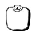 Bathroom scale black and white illustration