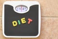 Bathroom scale with Diet text