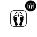 Bathroom scale with footprints - white vector icon Royalty Free Stock Photo