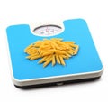 Bathroom scale with italian pasta Royalty Free Stock Photo
