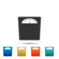 Bathroom scales icon isolated on white background. Weight measure Equipment. Weight Scale fitness sport concept. Set Royalty Free Stock Photo