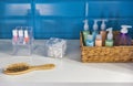 Bathroom shelf with accessories Royalty Free Stock Photo