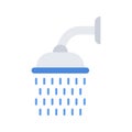 Bathroom shower icon. Shower head with water drops