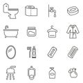 Bathroom or Shower Icons Thin Line Vector Illustration Set