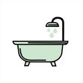 Bathroom Shower, Showering Spray Drops. Flat Vector Icon illustration. Royalty Free Stock Photo