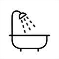 Bathroom Shower, Showering Spray Drops. Flat Vector Icon illustration. Royalty Free Stock Photo