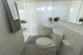 Bathroom with shower and toilet in modern house Royalty Free Stock Photo