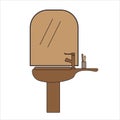 Bathroom sink icon with mirror, bathroom accessories, home interior decoration Vector. Royalty Free Stock Photo