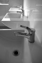 Bathroom: three modern white basins Royalty Free Stock Photo