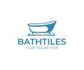 Bathroom tiles logo design. Bathtub and floor tiles vector design