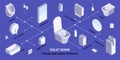 Bathroom Toilet Isometric Infographics Royalty Free Stock Photo