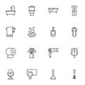 Bathroom and toilet line icons set