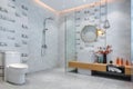 Bathroom toilet luxury shower room in modern building led light