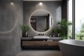 home mirror bathroom concrete design luxury interior sink illustration gray room. Generative AI.