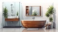 Bathroom With A Tub And A Shower Royalty Free Stock Photo