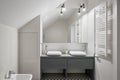 Bathroom with stylish two basins Royalty Free Stock Photo