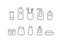 Bathroom vector icon set. Simple bathroom accessories thin line outline signs collection. Personal hygiene concept