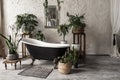 Bathroom in vintage style with elegant interior, contemporary tub