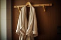 Hygiene cotton shower bathrobe comfortable white bathroom luxury background hotel textile spa home clean