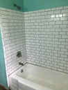 Bathroom white subway tile with dark Royalty Free Stock Photo