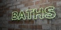 BATHS - Glowing Neon Sign on stonework wall - 3D rendered royalty free stock illustration