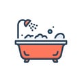 Color illustration icon for Baths, bathtub and bathing