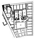 Baths of Pompeii, The ground plan of the baths, vintage engraving