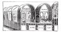 Baths of Titus in Rome, Italy vintage engraving