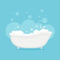 Bathtub in Blue Bathroom Royalty Free Stock Photo